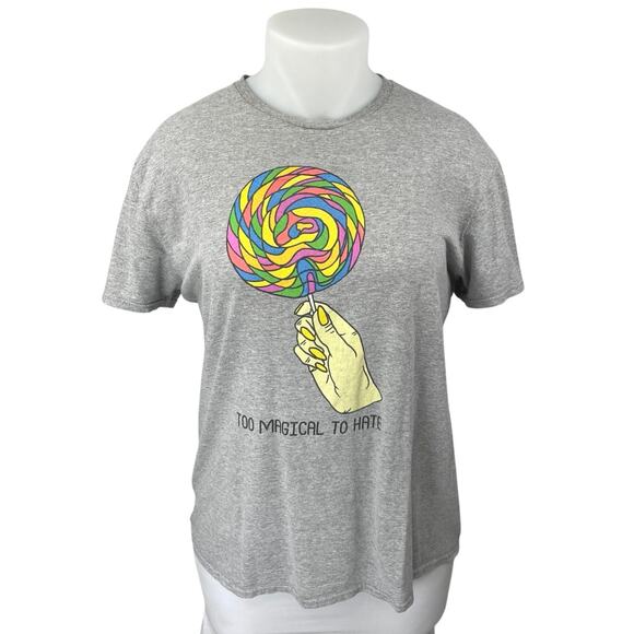 JME Collective Gray Knit Short Sleeve Crew Neck Graphic Tee T-Shirt Top Size L - Picture 1 of 4